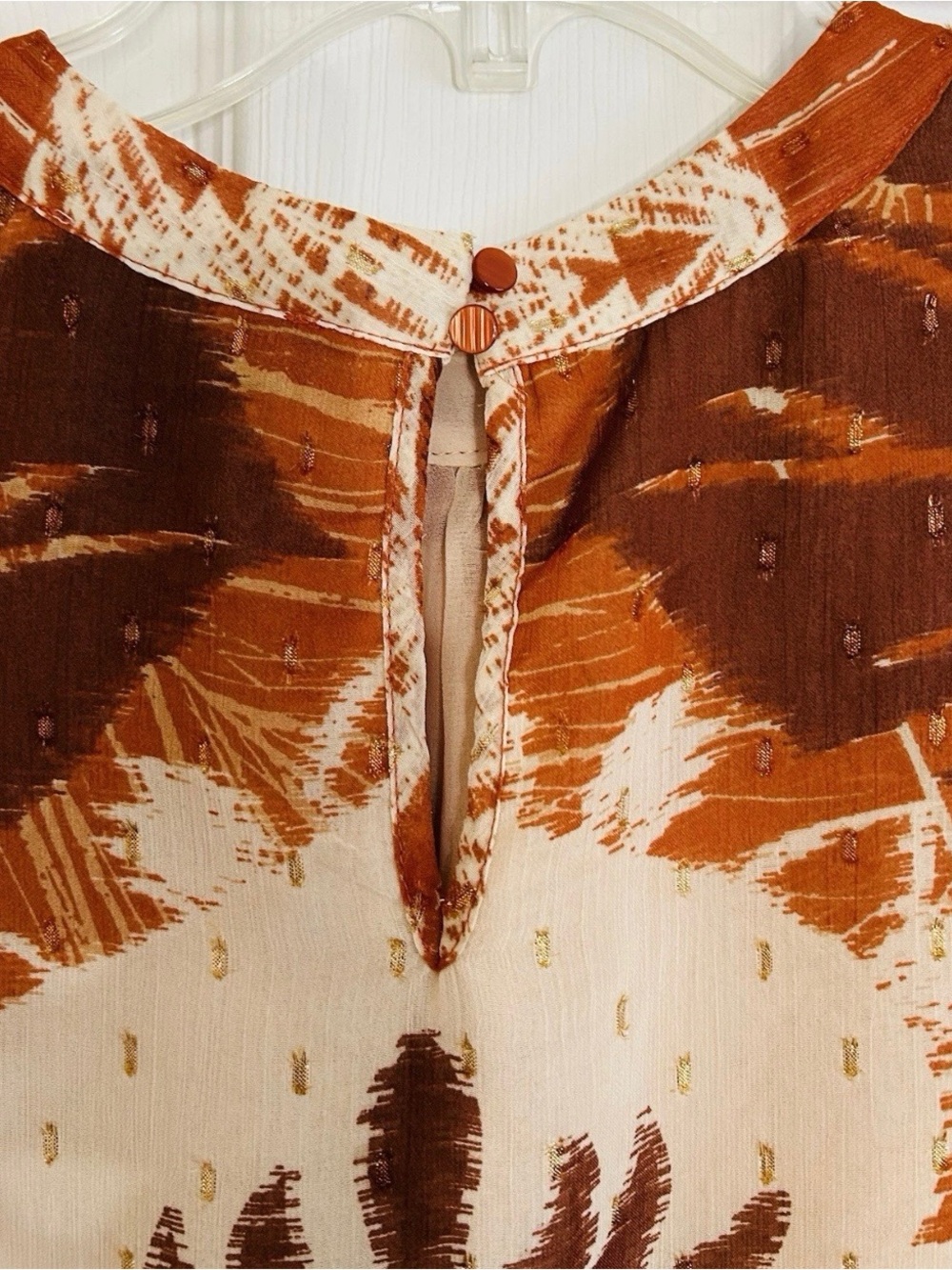 Rachel Zoe Los Angeles Blouse Medium Sienna Floral Gold Speckle Tunic Top - Picture 5 of 6